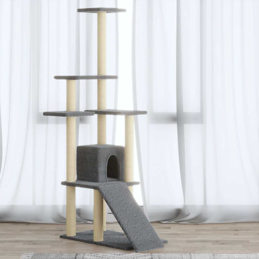 Kratzbaum mit Sisal-Kratzsäulen Creme 155 cm