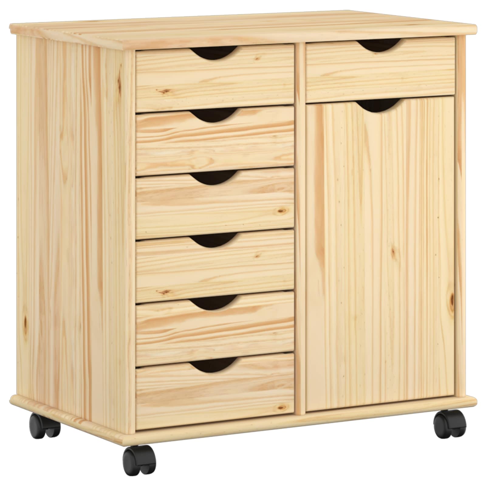 Rollschrank Honigbraun 63,5 x 39 x 65,5 cm Massivholz Kiefer
