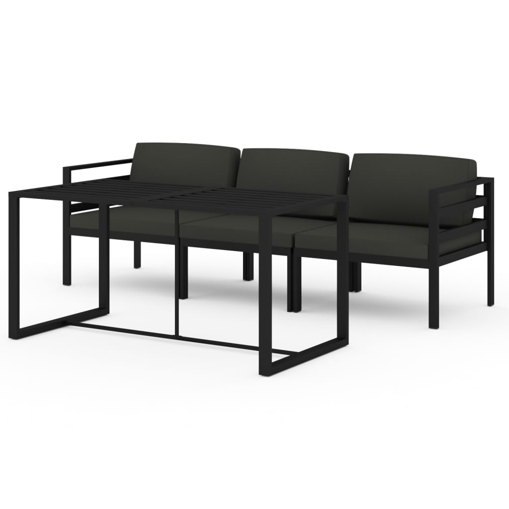 10-tlg. Garten-Lounge-Set mit Kissen Aluminium Anthrazit