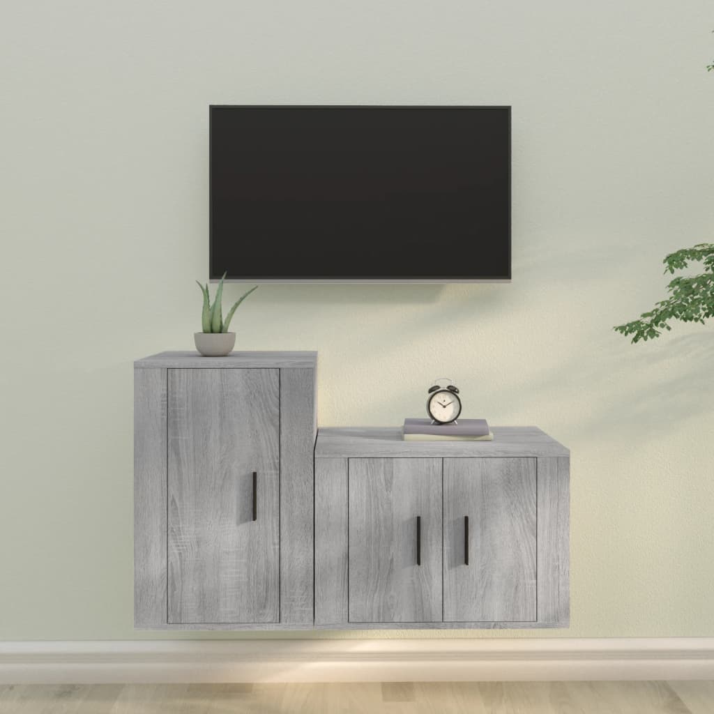 2-tlg. TV-Schrank-Set Weiß Holzwerkstoff