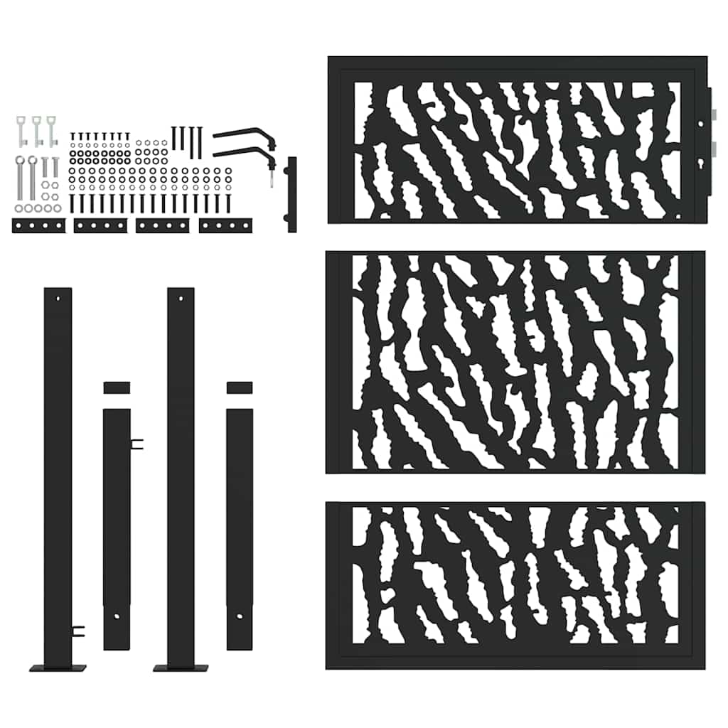 Gartentor Schwarz 100x100 cm Stahl Lichtdesign