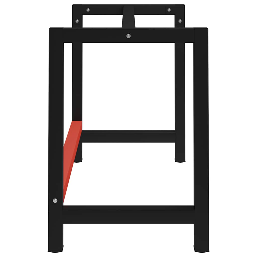 Werkbankgestell Metall 80x57x79 cm Schwarz und Rot
