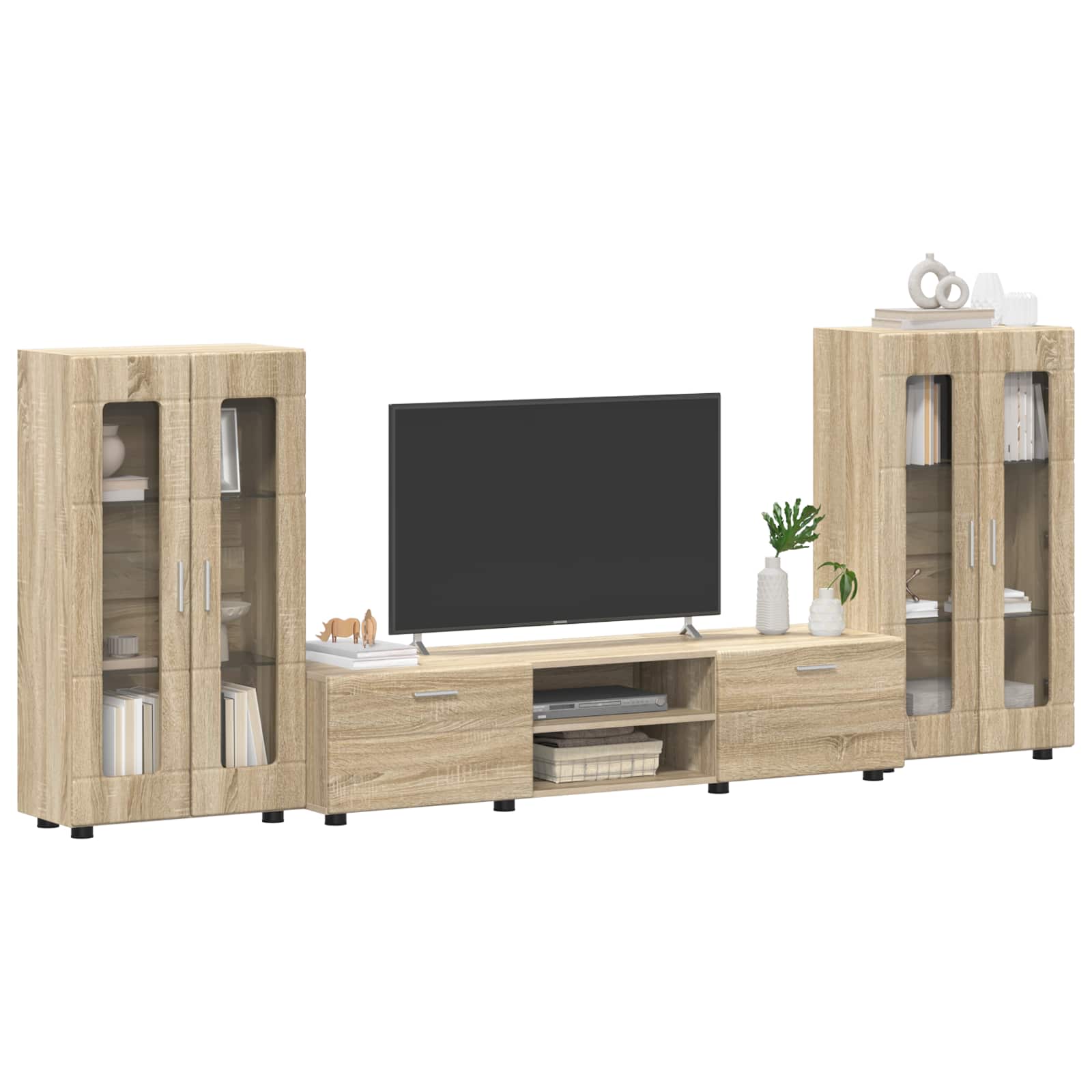Highboard mit Regal FLORIN Weiß 60 x 35 x 182 cm Holzwerkstoff