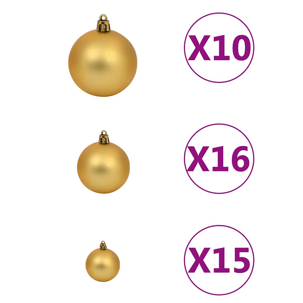 Künstlicher Weihnachtsbaum mit LEDs Kugeln Zapfen 150 cm