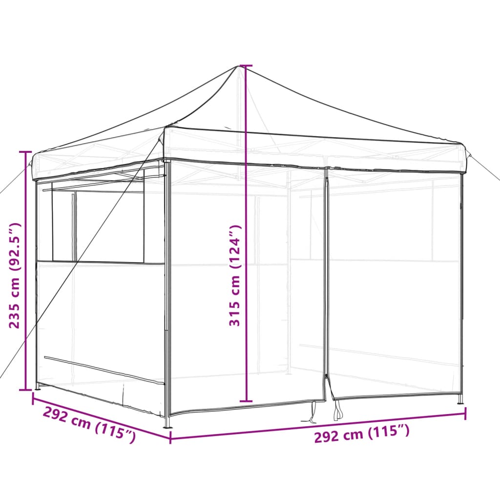 Partyzelt Faltbar Pop-Up Schwarz 292x292x315 cm