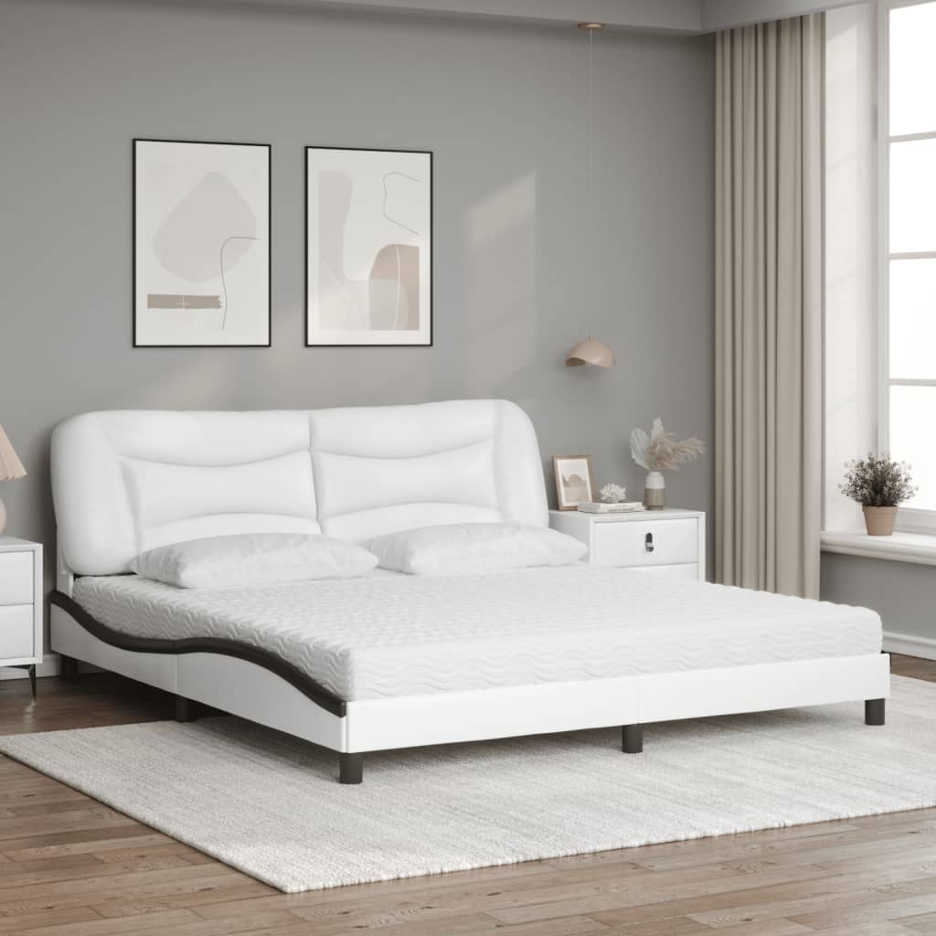 Bett mit Matratze "Hvar" Schwarz 80x200 cm Kunstleder