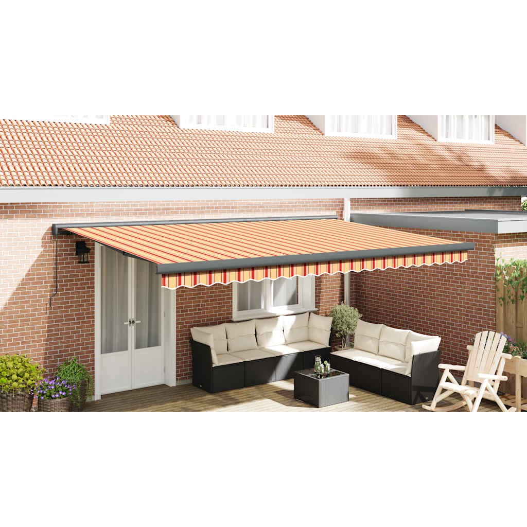 Markise Einziehbar Blau und Weiß 4x3 m Stoff und Aluminium