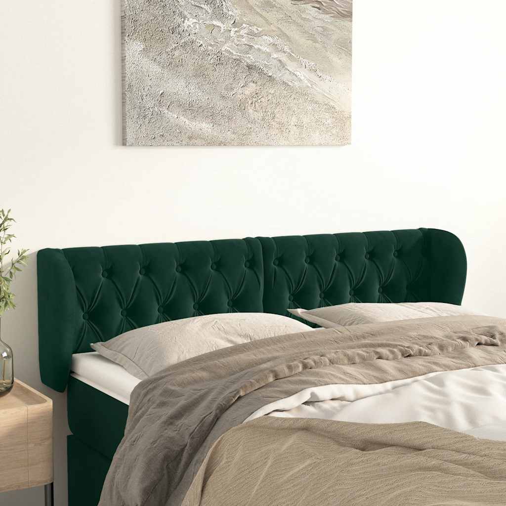 Kopfteil mit Ohren Dunkelblau 93x23x78/88 cm Samt