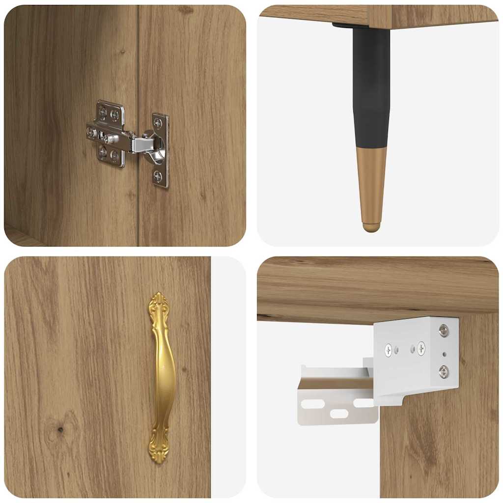 Highboard Betongrau 69,5x34x180 cm Holzwerkstoff