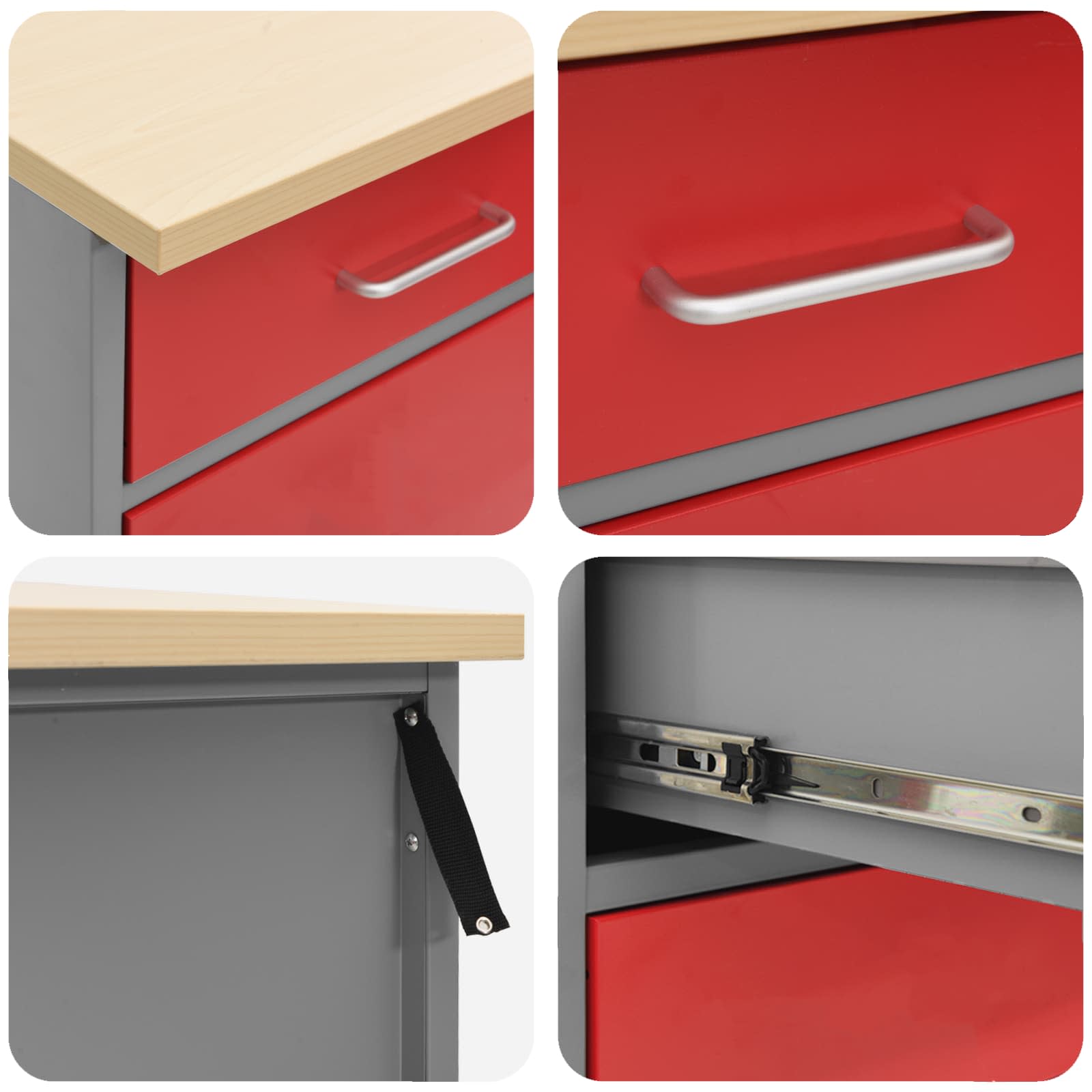 Arbeitsschrankset mit Schubladen mit Regal 8 pcs Grau