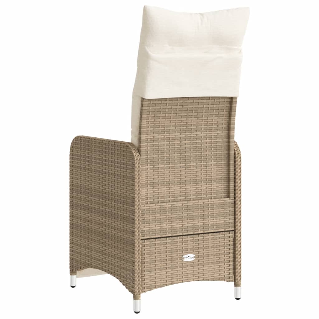 Gartensessel Verstellbar mit Kissen Schwarz Poly Rattan