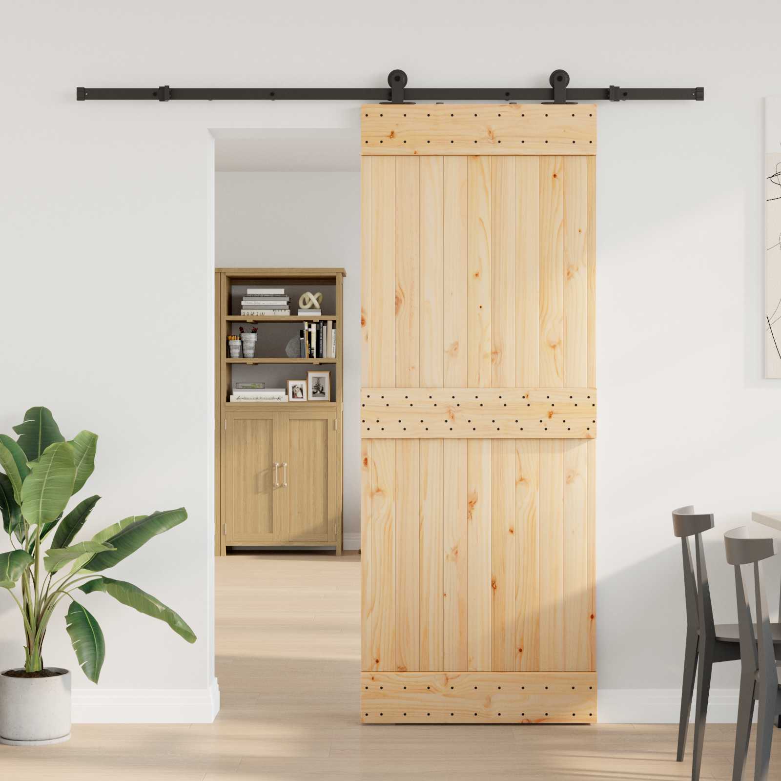 Schiebetür NARVIK Natürlich und Schwarz 70 x 210 cm (213,5 cm)
