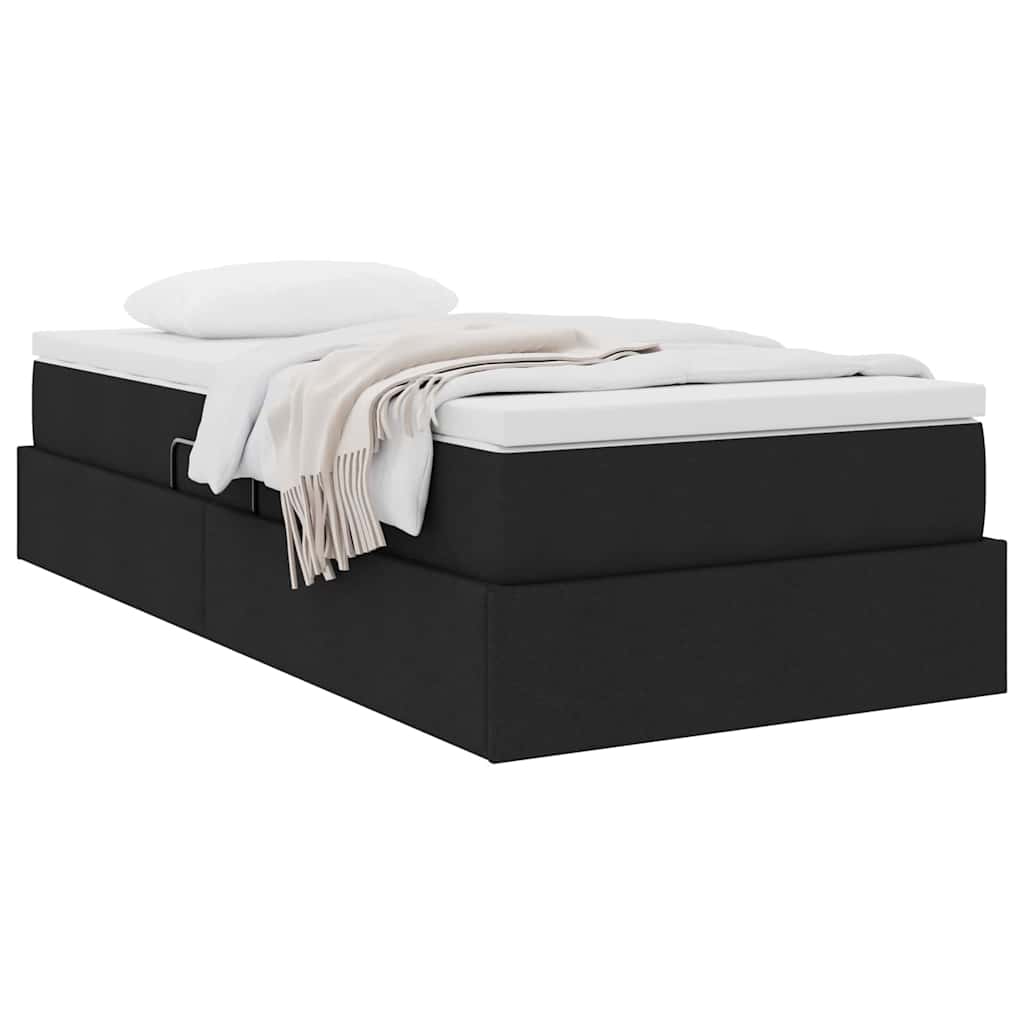 Aufbewahrungsbett mit Matratze Hellgrau 90 x 190 cm Polyester
