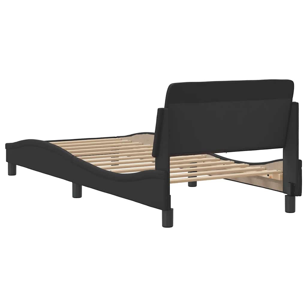 Bettgestell Dover Schwarz-Weiß 90x190 cm Kunstleder