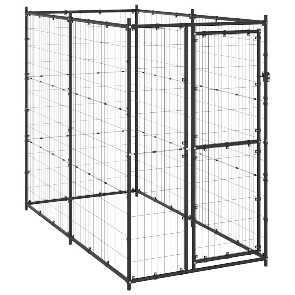 Outdoor-Hundezwinger Stahl mit Überdachung 110x220x180 cm