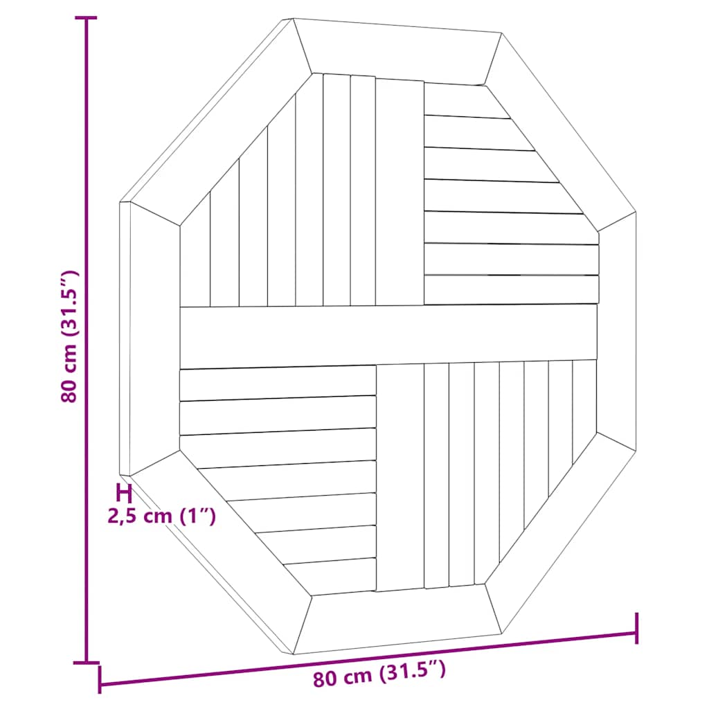 Tischplatte Massivholz Teak Rund 2,5 cm 40 cm