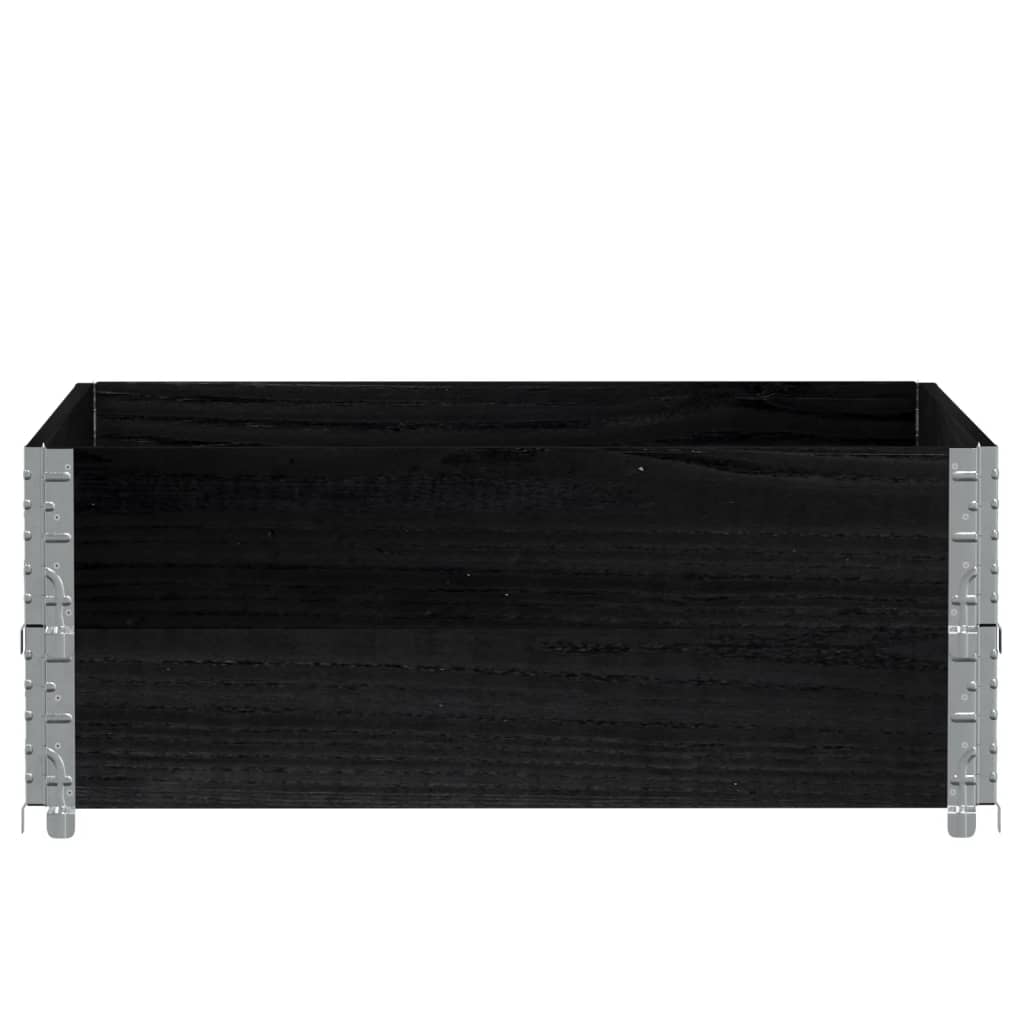 Paletten-Aufsatzrahmen Schwarz 80x60 cm Massivholz Kiefer