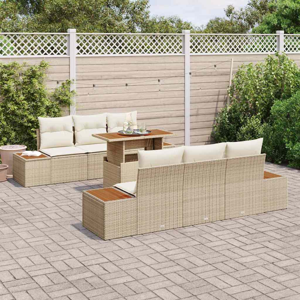 Garten Essgruppe mit Kissen 7 pcs Schwarz und Beige