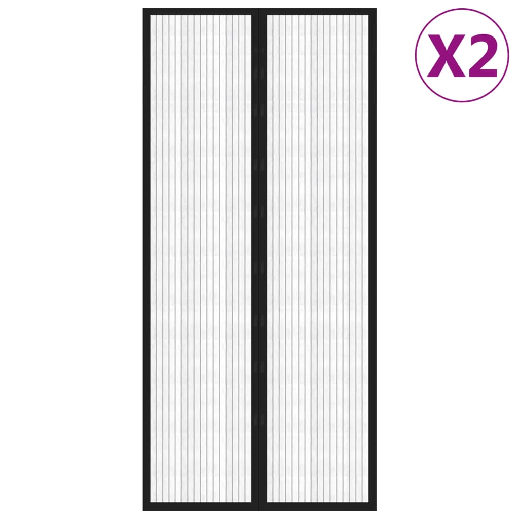 Fliegengitter-Türvorhänge 2 Stk. Magnet Schwarz 200x80 cm