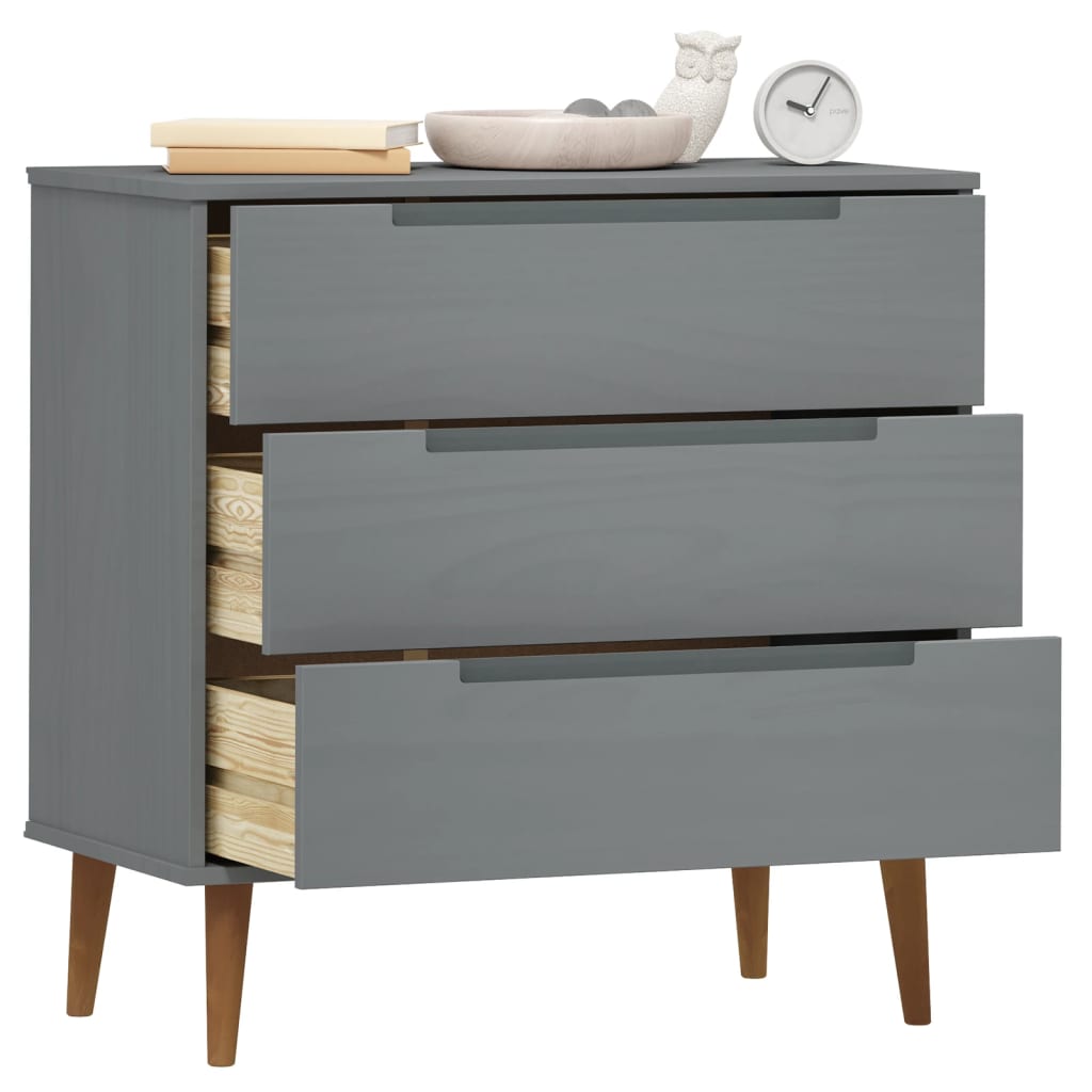 Schubladenschrank MOLDE Braun 80x40x80 cm Massivholz Kiefer