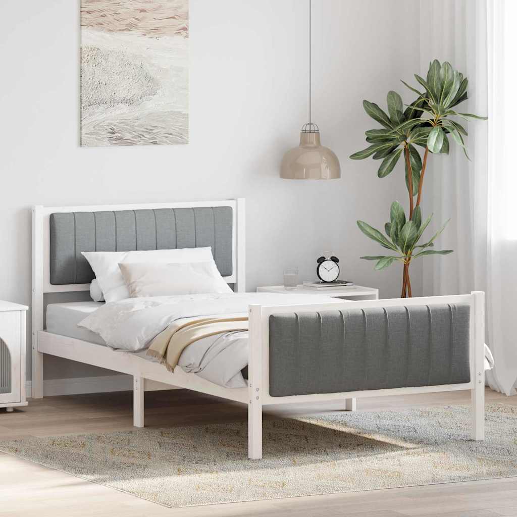 Bettgestell Braun und hellgrau 200 x 200 cm Massivholz Kiefer
