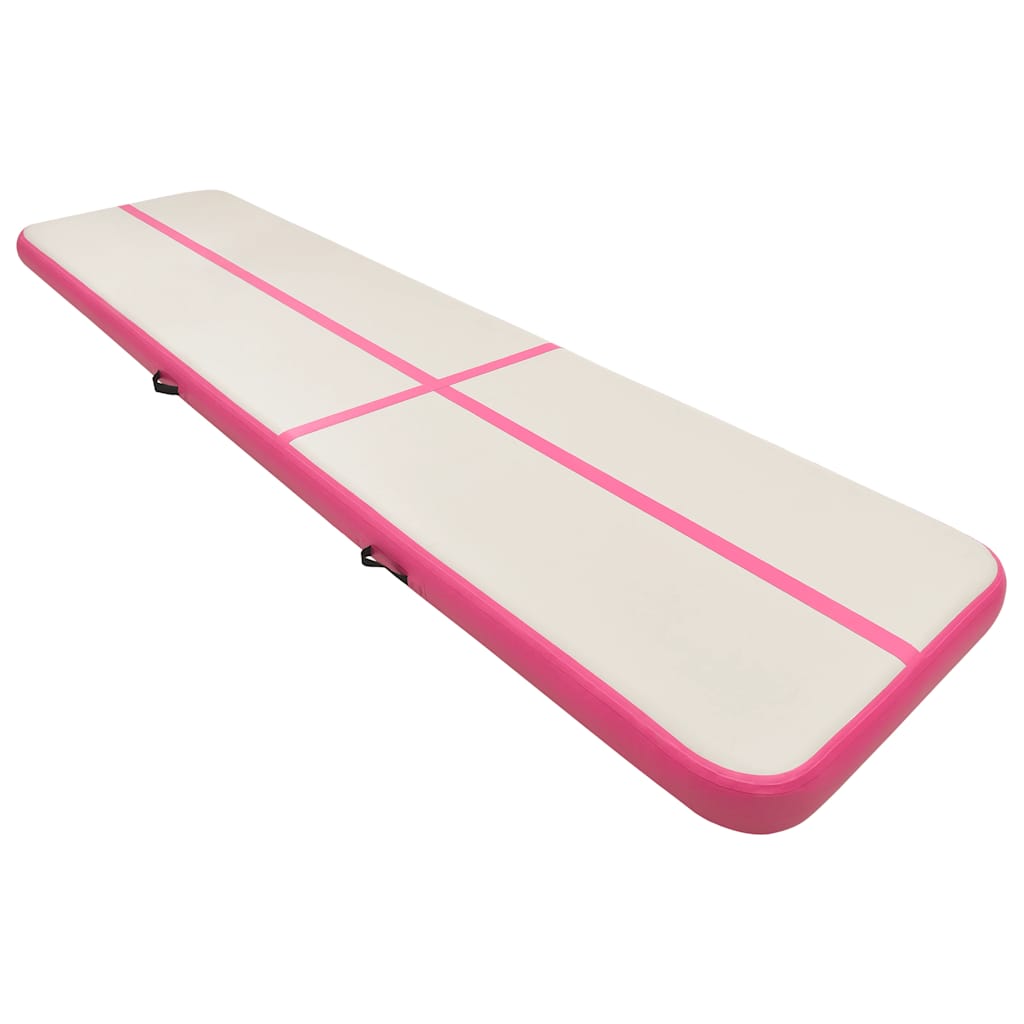 Aufblasbare Gymnastikmatte mit Pumpe 300×100×10 cm PVC Rosa