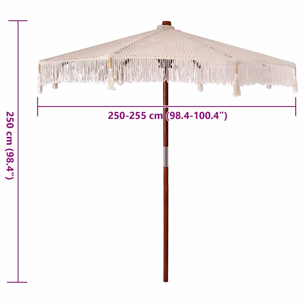 Macrame Sonnenschirm Creme 190 x 190 x 260 cm