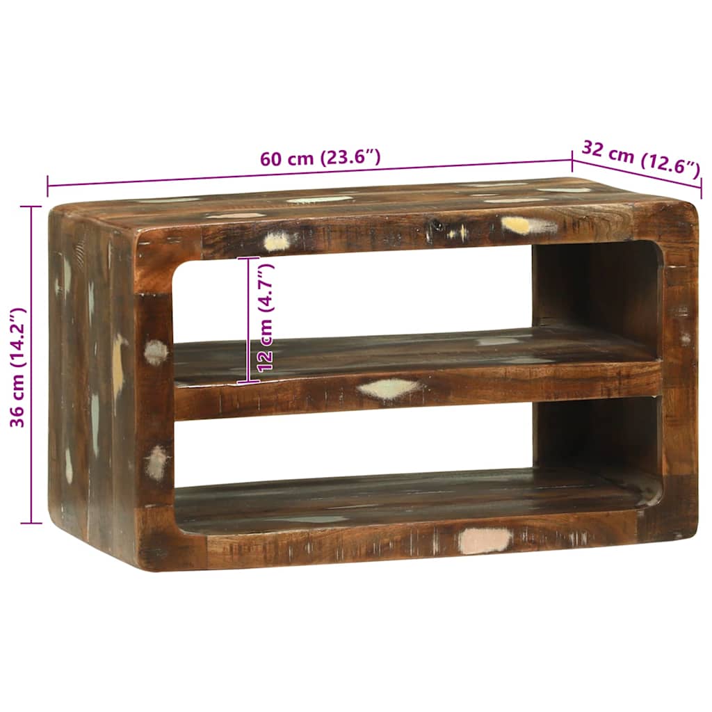 TV-Schränk mit Regal Braun 60 x 32 x 36 cm Massivholz Mango