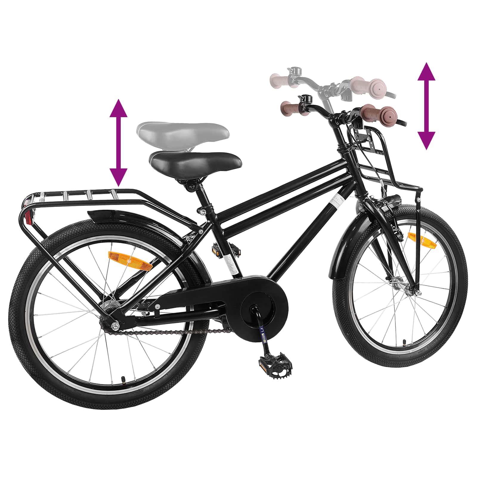 Kinderfahrrad 12 Zoll für 2-4 Jahre alt Schwarz