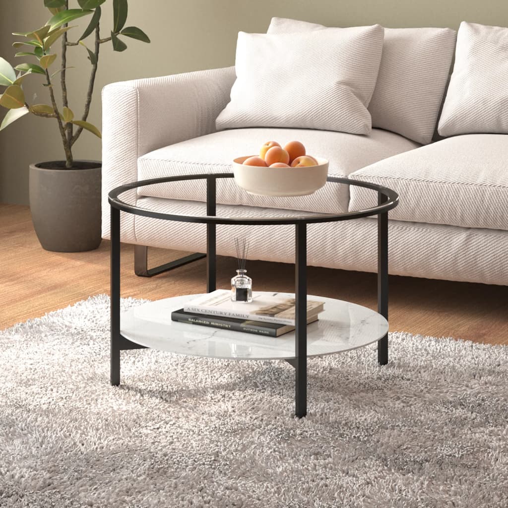 Beistelltisch Schwarz und Transparent 70 cm Hartglas