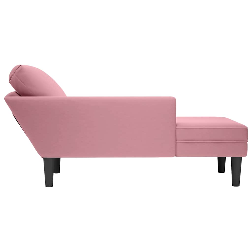 Chaiselongue mit Kissen und Rechter Armlehne Blau Samt