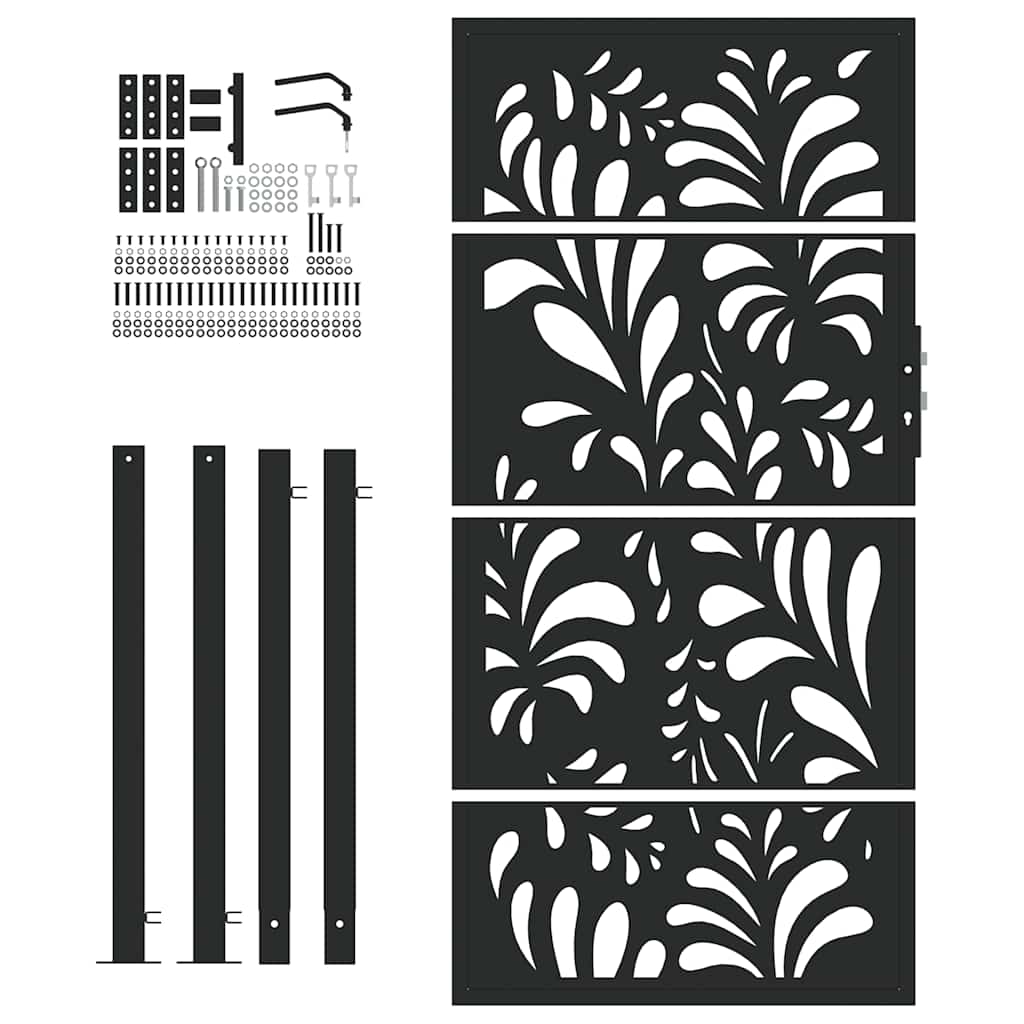 Gartentor Schwarz 100x100 cm Stahl Lichtdesign