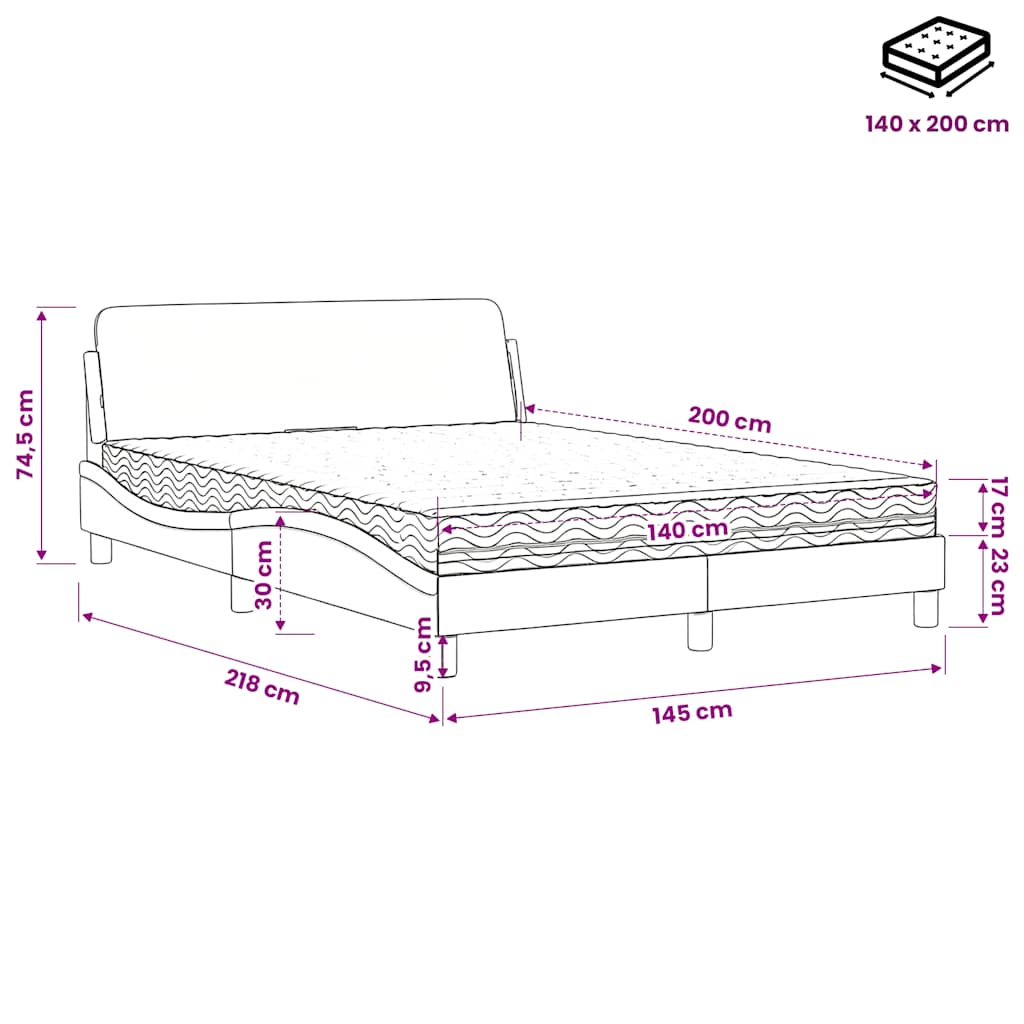 Bett mit Matratze "Dover" Schwarz 80x200 cm Kunstleder