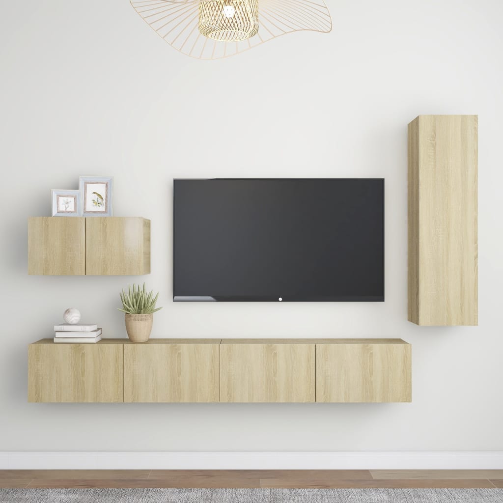 4-tlg. TV-Schrank-Set Weiß Holzwerkstoff