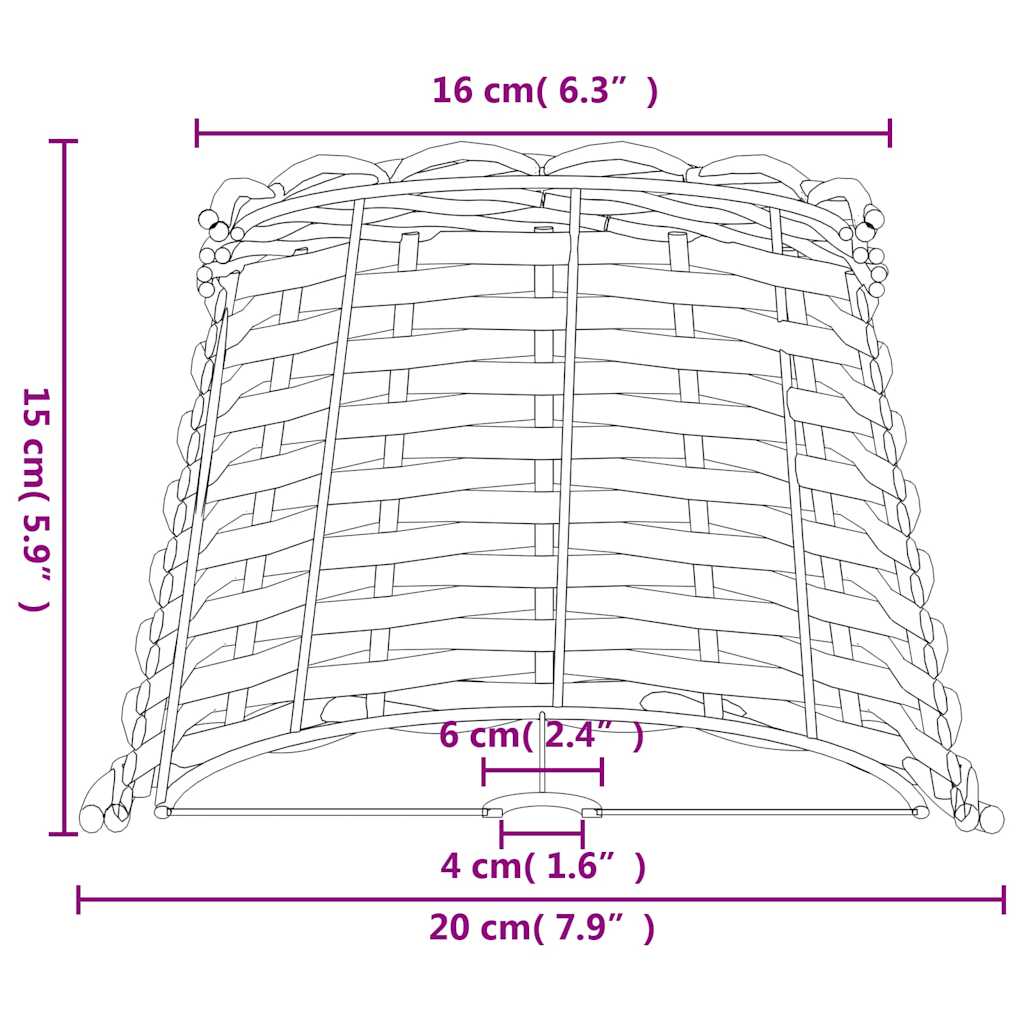 Lampenschirm Weiß Ø15x12 cm Korbweide