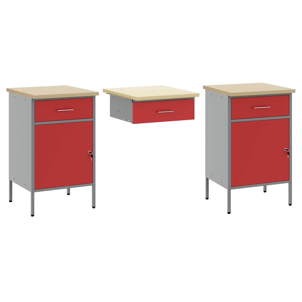 Arbeitsschrankset mit Schubladen mit Regal 8 pcs Grau