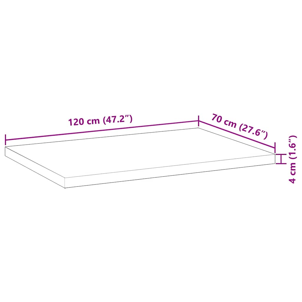Tischplatte Rechteckig 60x50x2 cm Massivholz Akazie