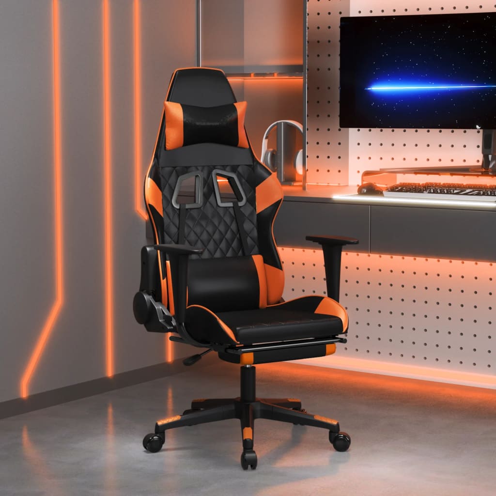 Gaming-Stuhl mit Massagefunktion Schwarz und Blau Kunstleder