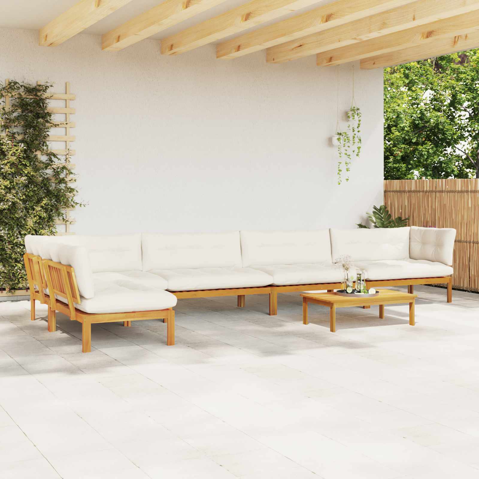 3-tlg. Garten-Sofagarnitur aus Paletten Massivholz Akazie