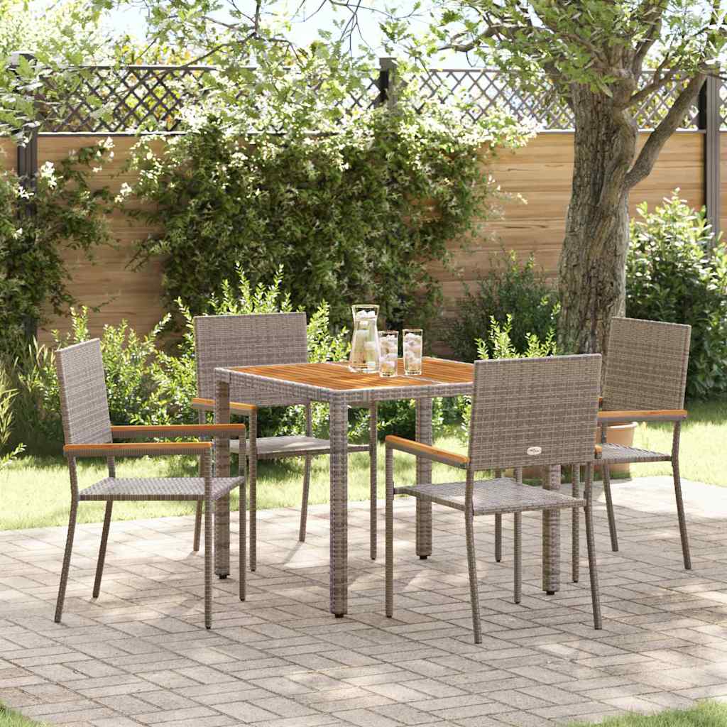 Garten Essgruppe 3 pcs Schwarz Poly-Rattan
