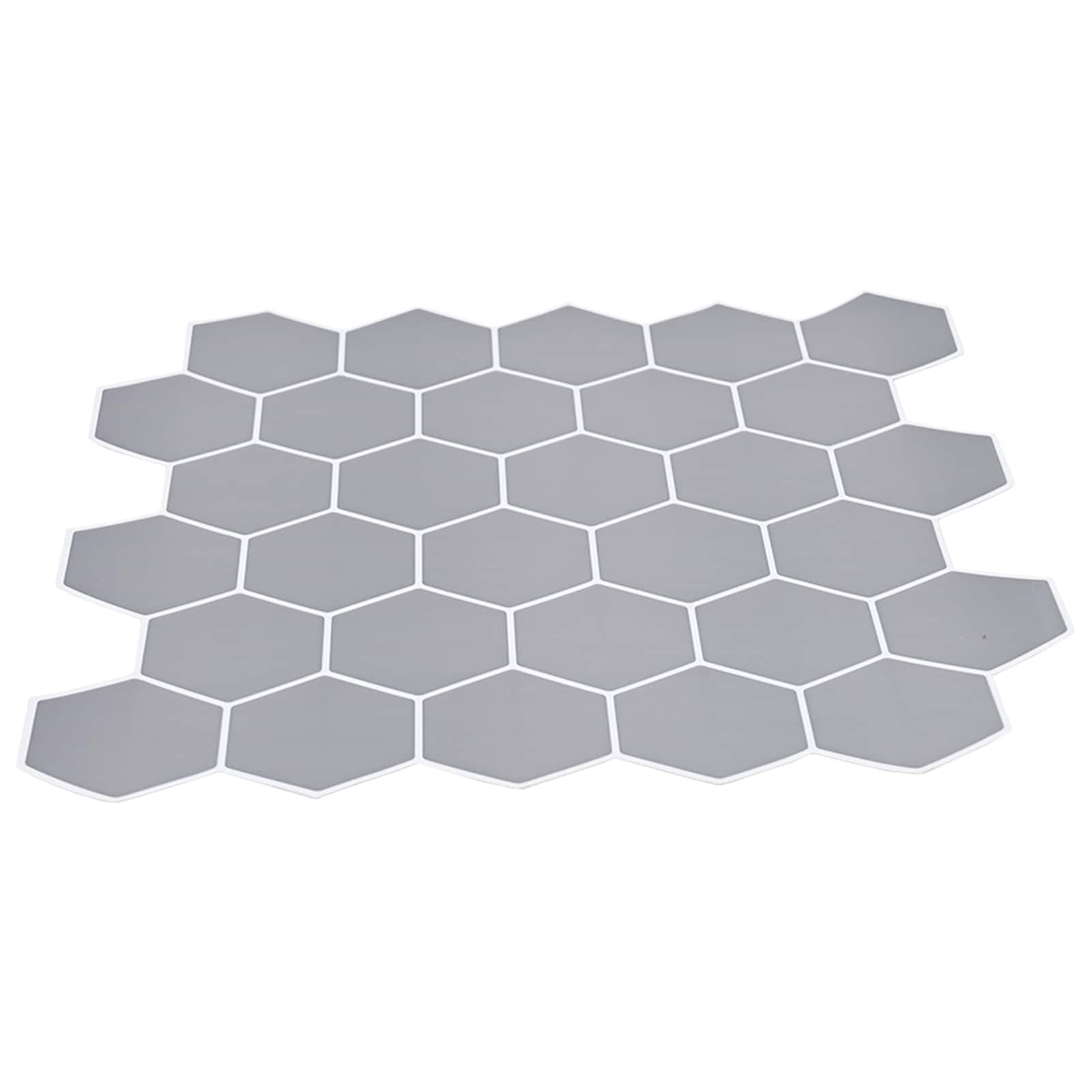 Sechseckige Fliese 10 pcs Weiß Grau 30 x 30 cm