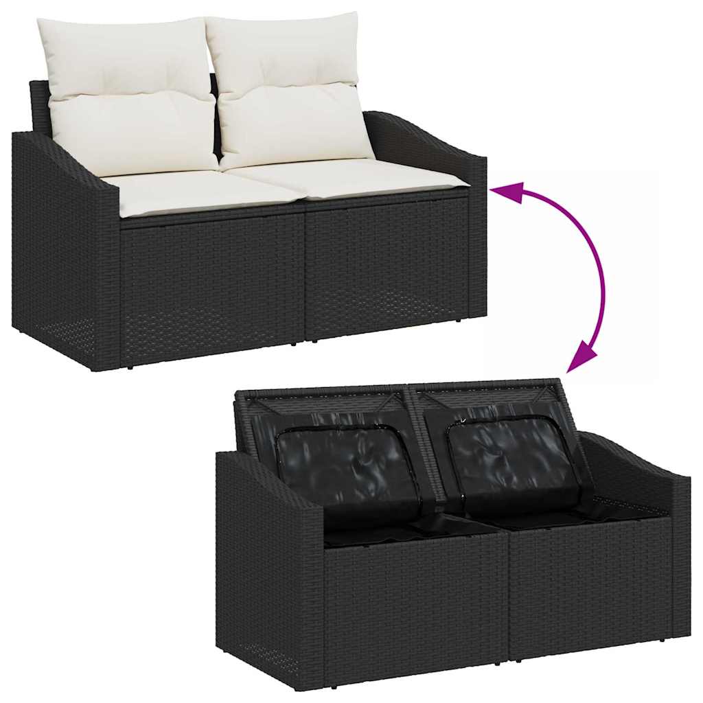 Garten Essgruppe mit Kissen 6 pcs Schwarz und Creme