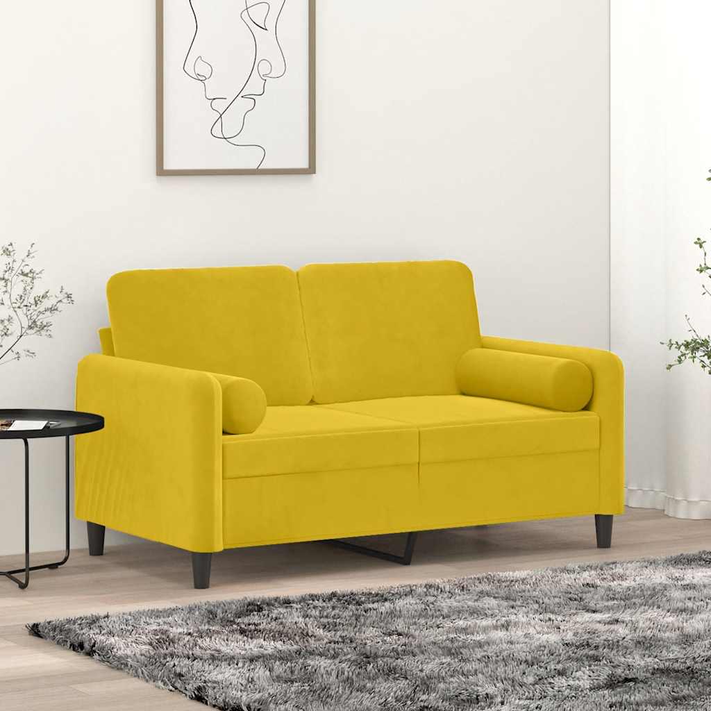 2-Sitzer-Sofa mit Zierkissen Dunkelgrün 120 cm Samt