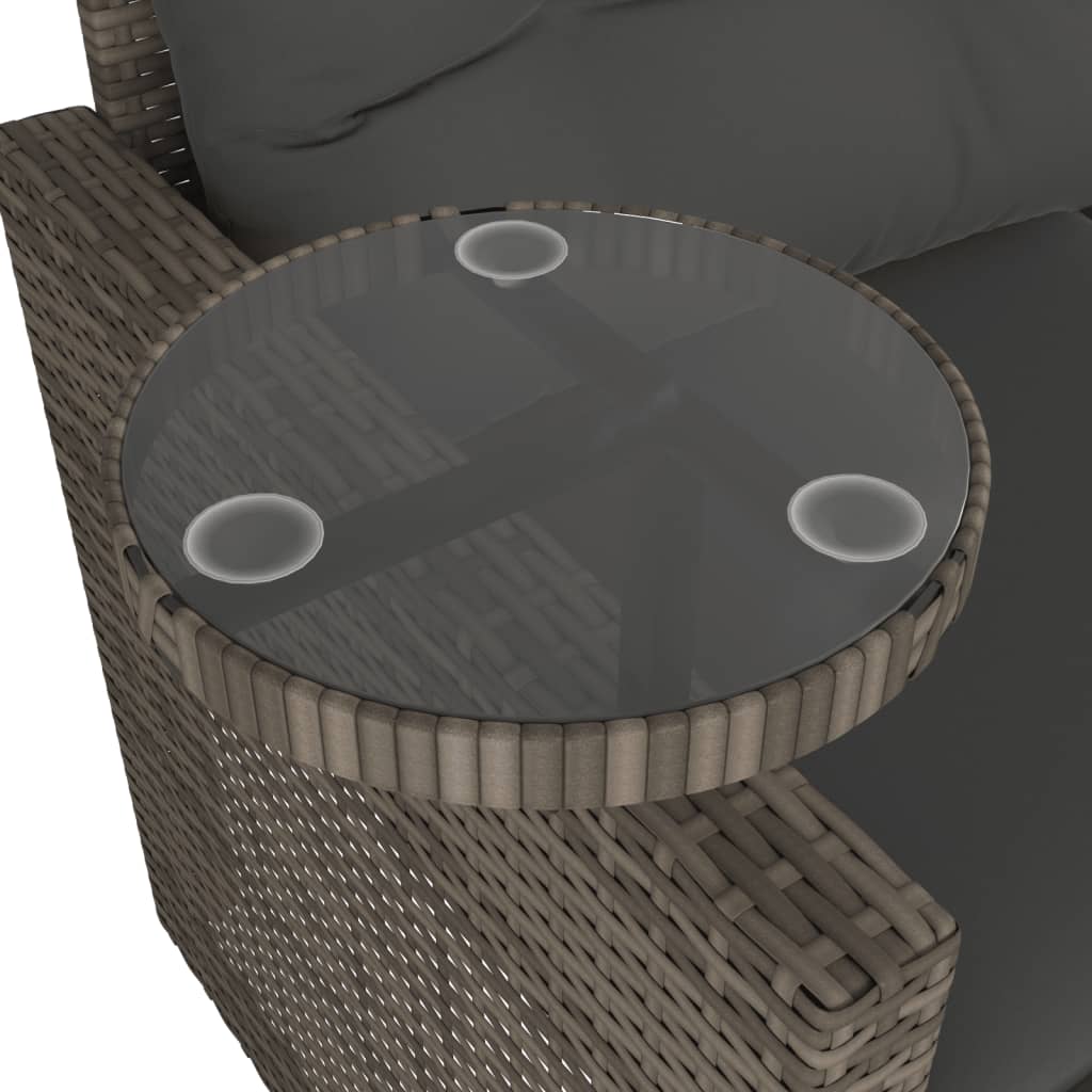 3-tlg. Garten-Sofagarnitur mit Kissen Schwarz Poly Rattan