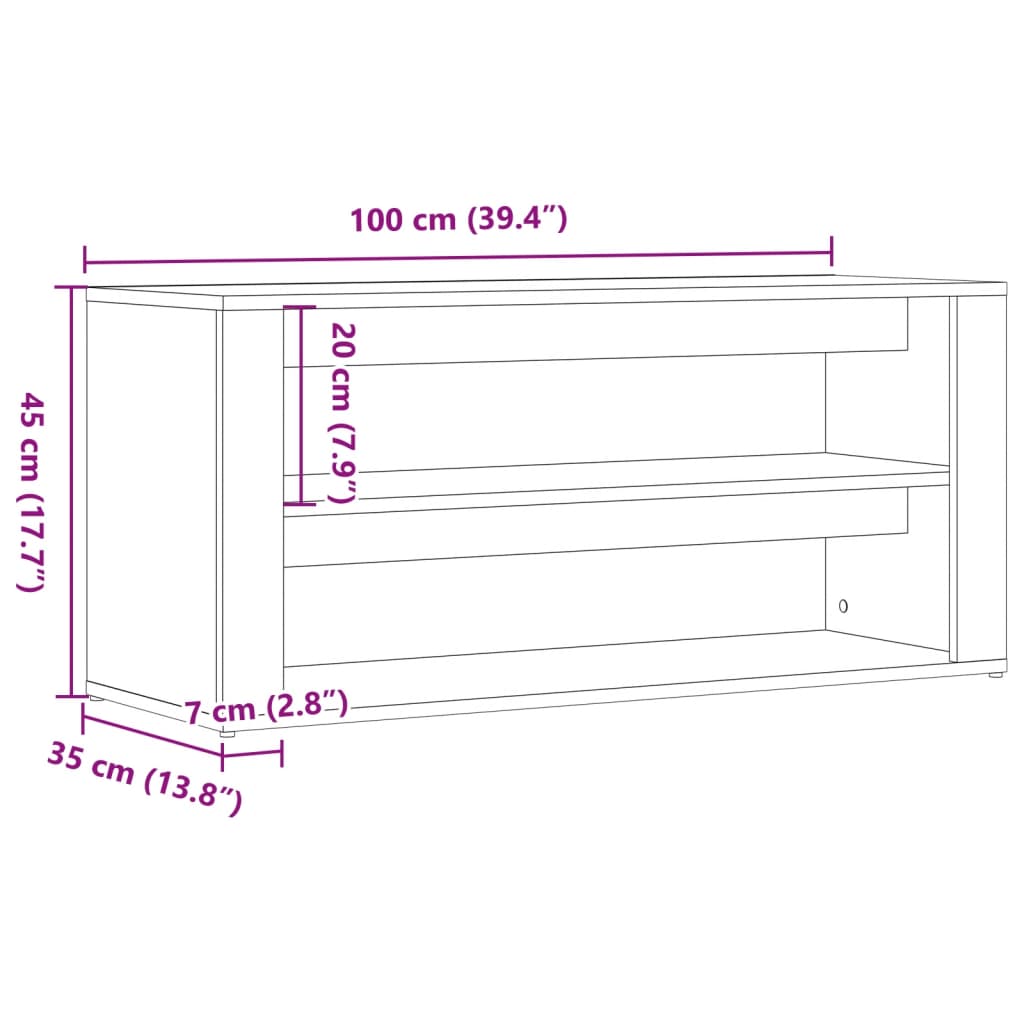 Schuhregal Weiß 100x35x45 cm Holzwerkstoff