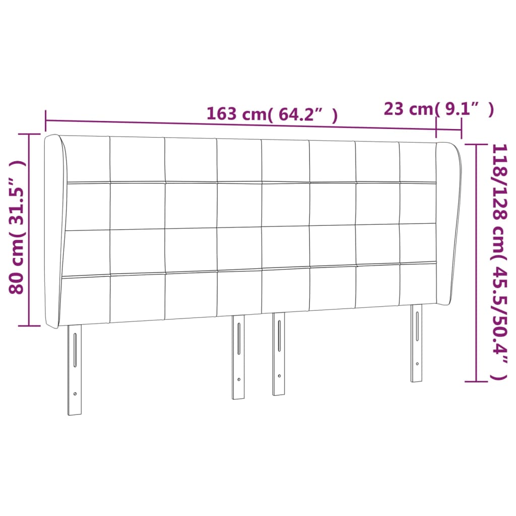 Kopfteil mit Ohren Dunkelblau 93x23x78/88 cm Samt
