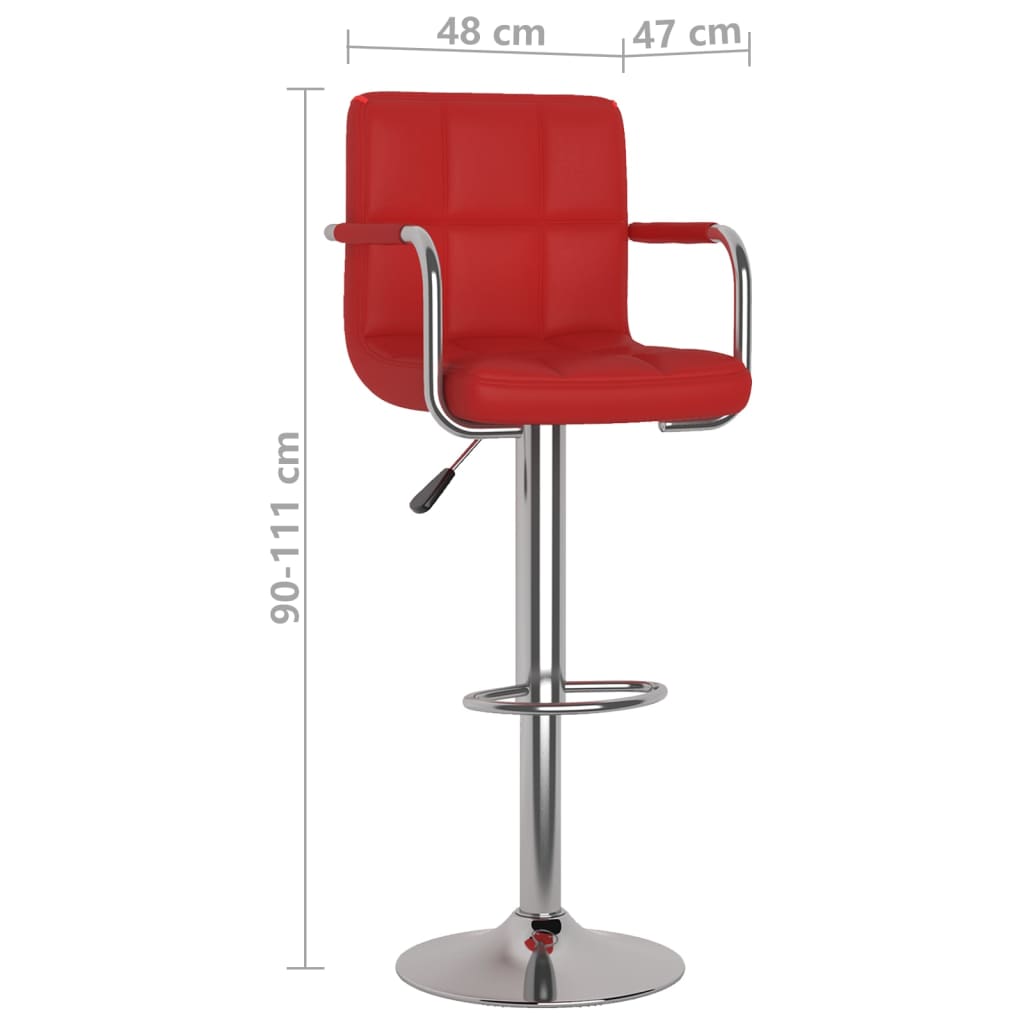 Barhocker 2 Stk. Rot Kunstleder