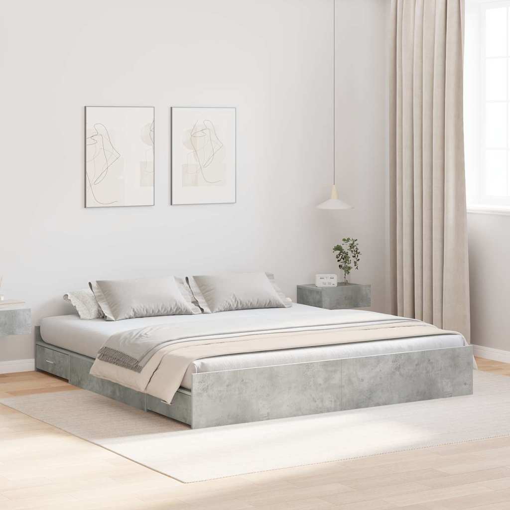 Aufbewahrungsbettgestell Weiß 200 x 200 cm Holzwerkstoff