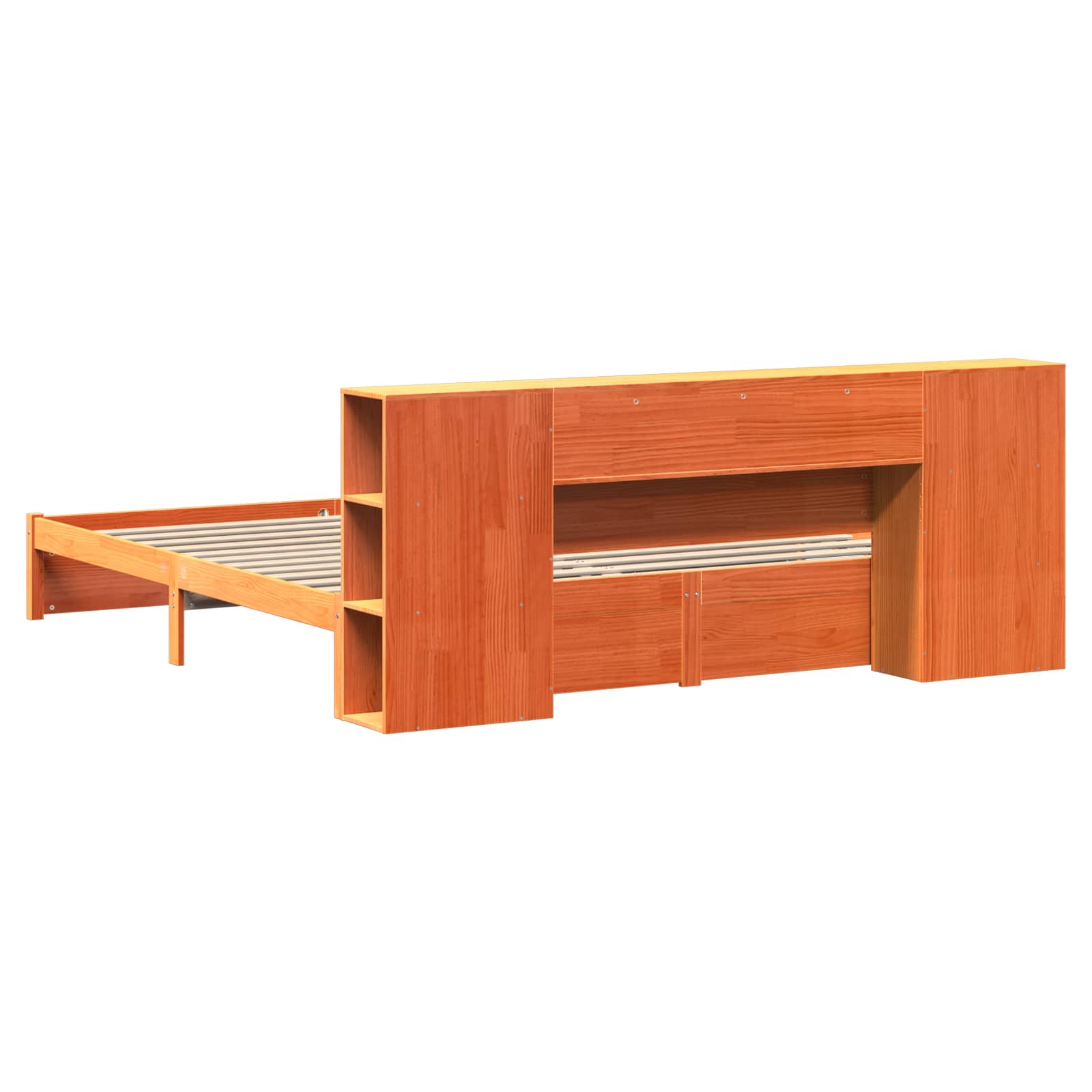 Bettgestell mit Aufbewahrungskopfteil 2 pcs Wachsbraun