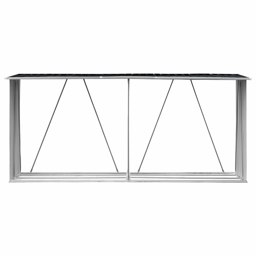 Brennholzlager aus verzinktem Stahl 330x84x152 cm Grau